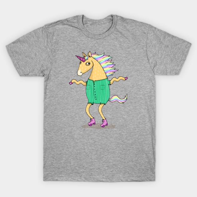 Roller skate Unicorn T-Shirt by agrapedesign